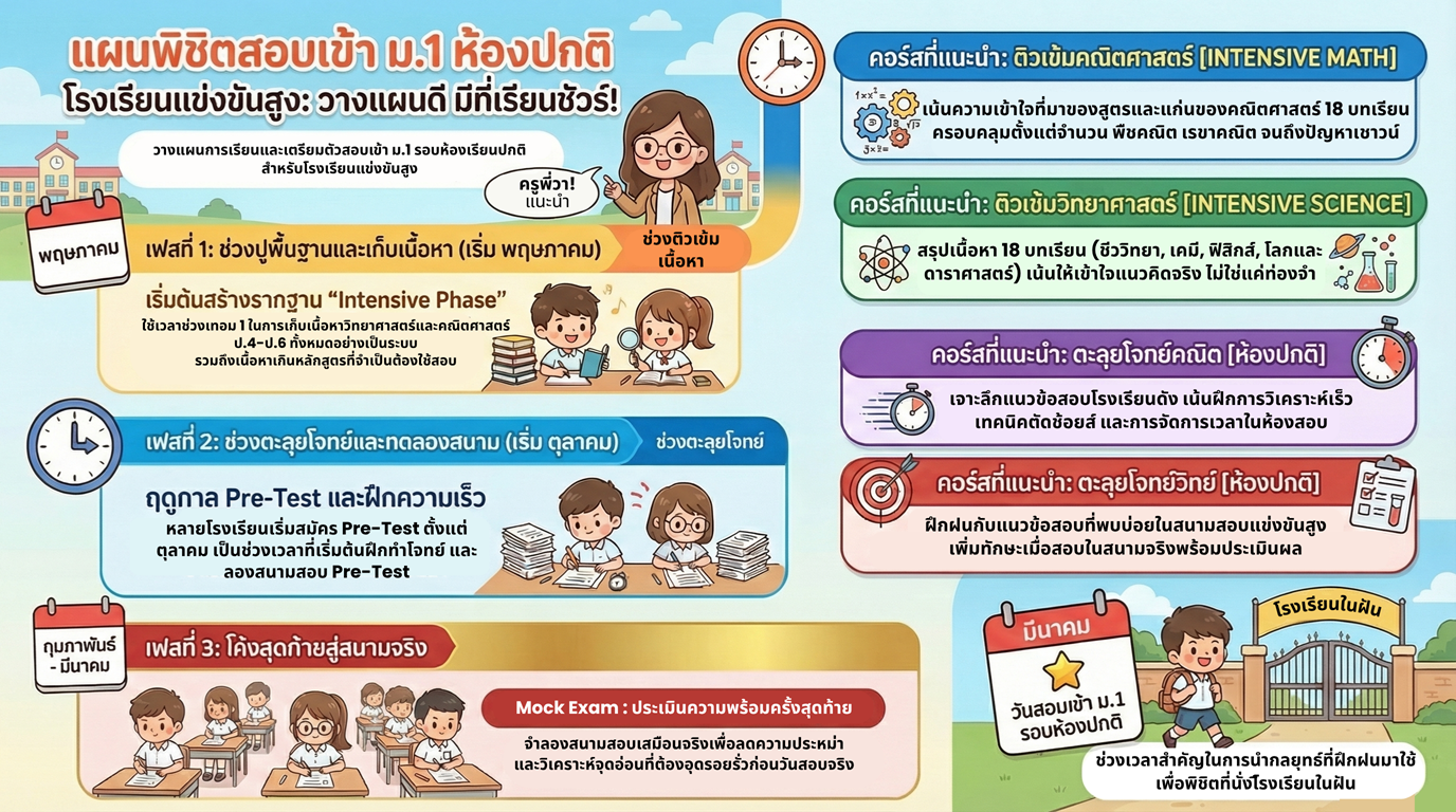 คอร์สเรียนเตรียมสอบเข้า ม.1 รอบห้องปกติ